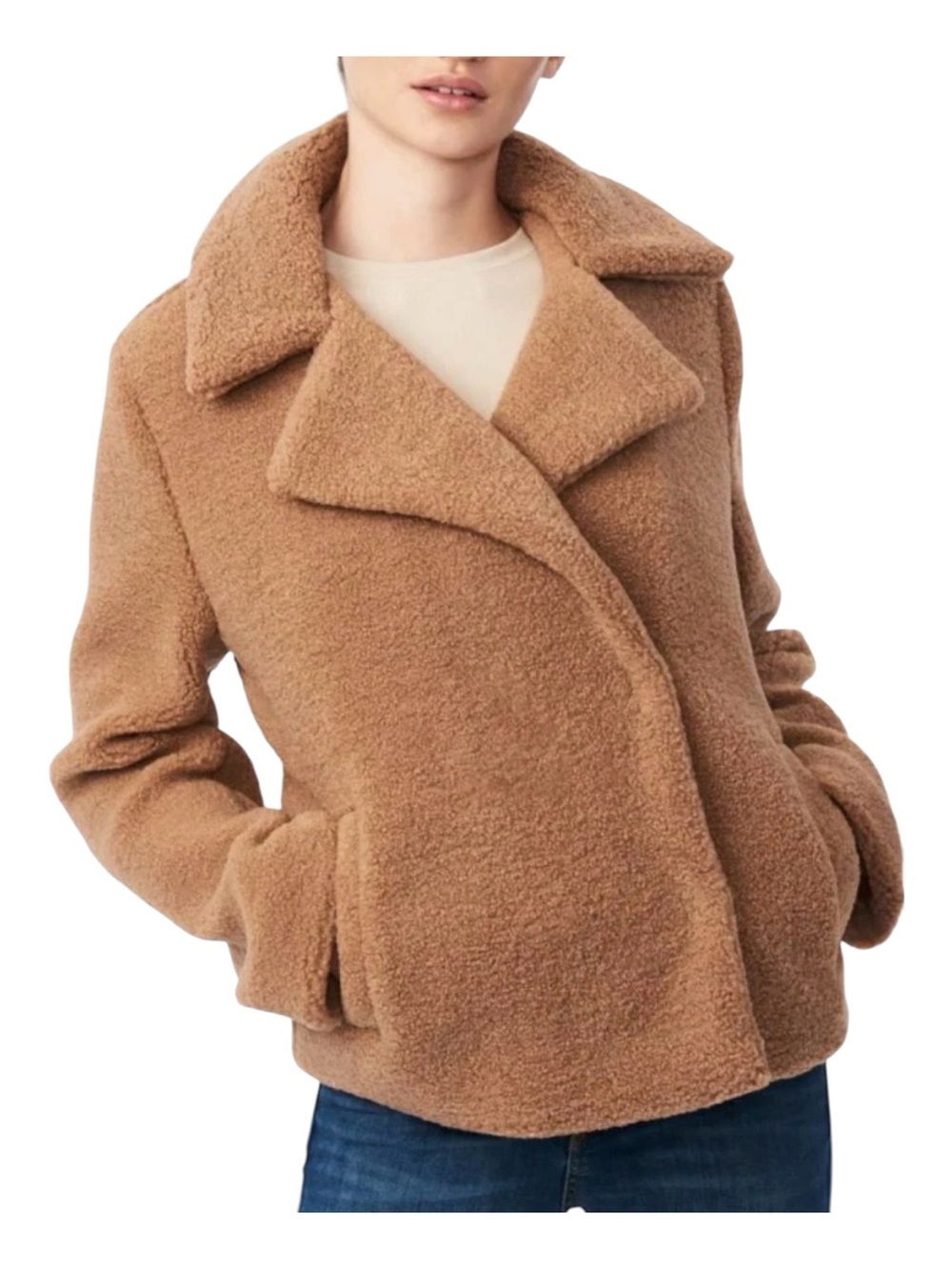 NWT Collection B New York Faux Fur Teddy Jacket in Camel Sz M
